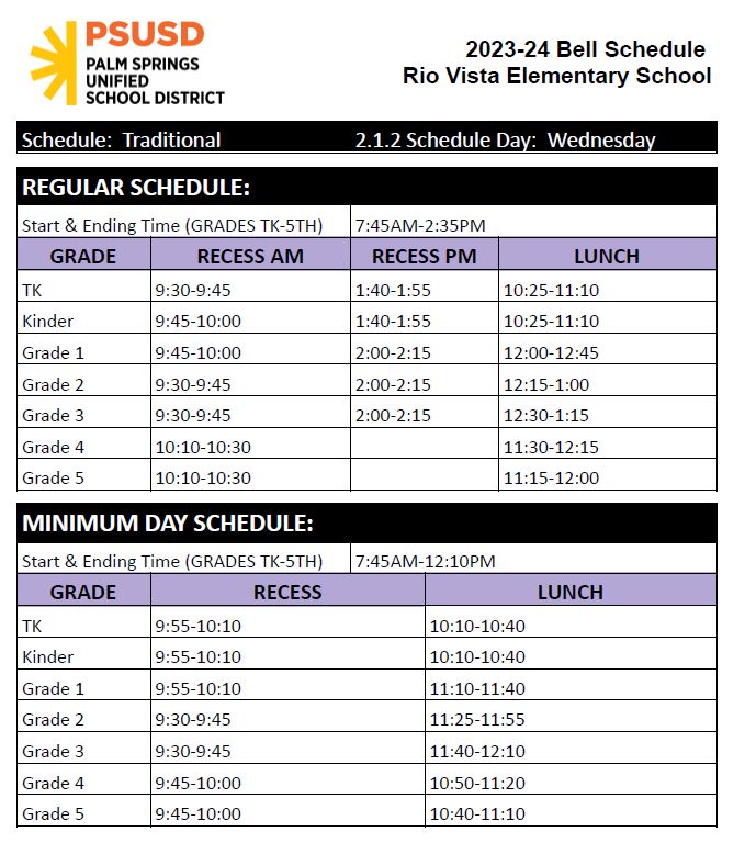 bell schedule